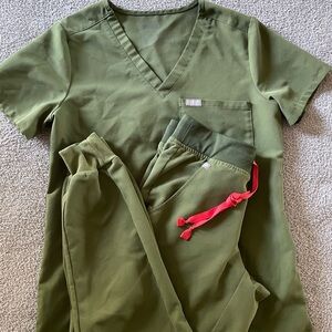 Figs scrub set catarina top xs zamora joggers xxsp dark olive limited edition